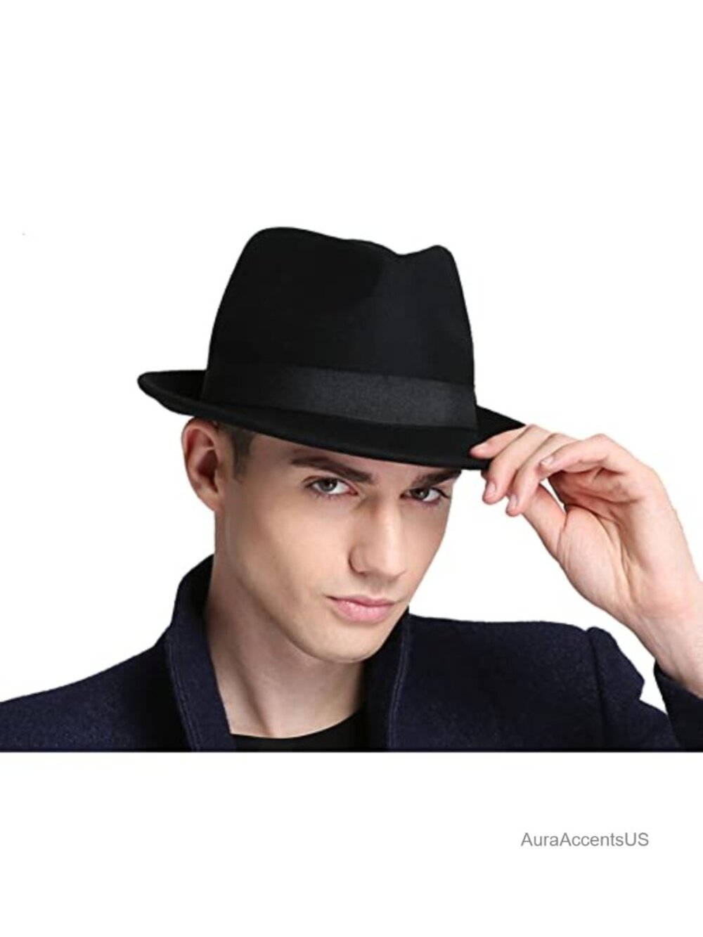 Men Felt Trilby Fedora Hat Polyester Vintage British Jazz Winter